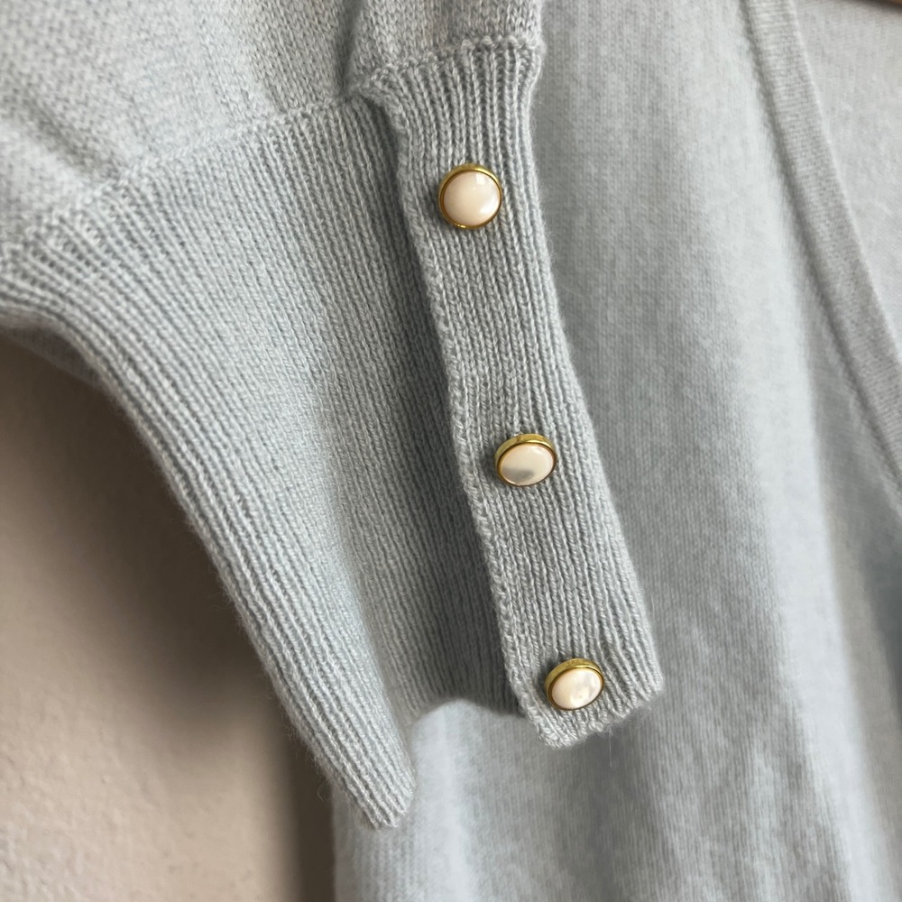 Spartina 449 Cashmere Blue Wrap Sweater Long Sleeve Button Cuff Knit Top Small - Picture 7 of 10
